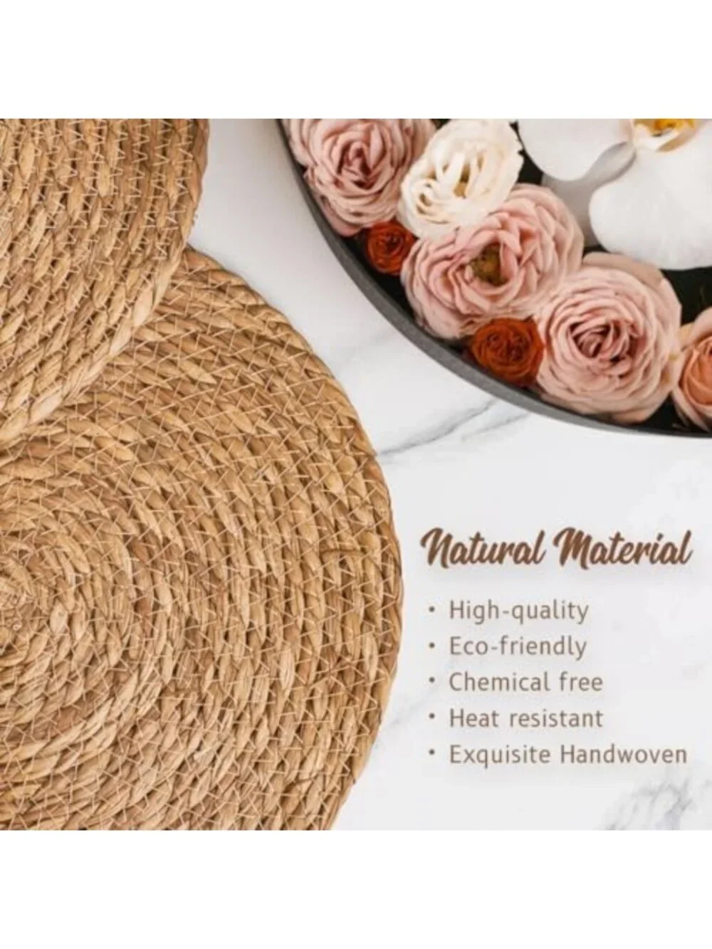 Set of 10 12” Round Woven Placemats | Stylish Plate Chargers for Dining Table